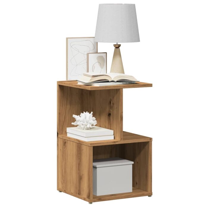 VXL8721158438850_m_en_hd_1.jpg Table de chevet chêne artisanal 35x35x55 cm bois d'ingénierie – Image 1