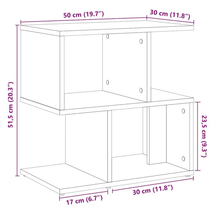 Table de chevet chêne artisanal 50x30x51,5 cm bois d'ingénierie – Image 7