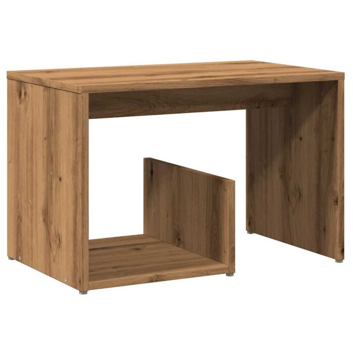 Table d'appoint chêne artisanal 59x36x38 cm bois d'ingénierie – Image 4