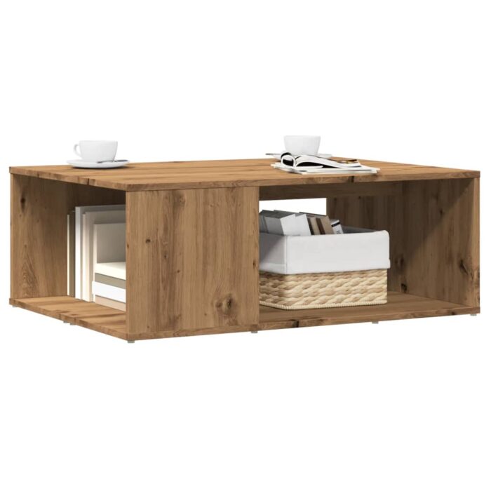 Table basse chêne artisanal 90x67x33 cm bois d'ingénierie – Image 1