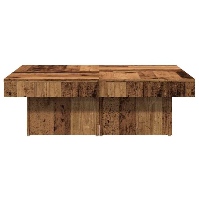 Table basse vieux bois 90x90x28 cm bois d'ingénierie – Image 2