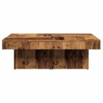 Table basse vieux bois 90x90x28 cm bois d'ingénierie – Image 3