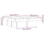 Table basse vieux bois 90x90x28 cm bois d'ingénierie – Image 7