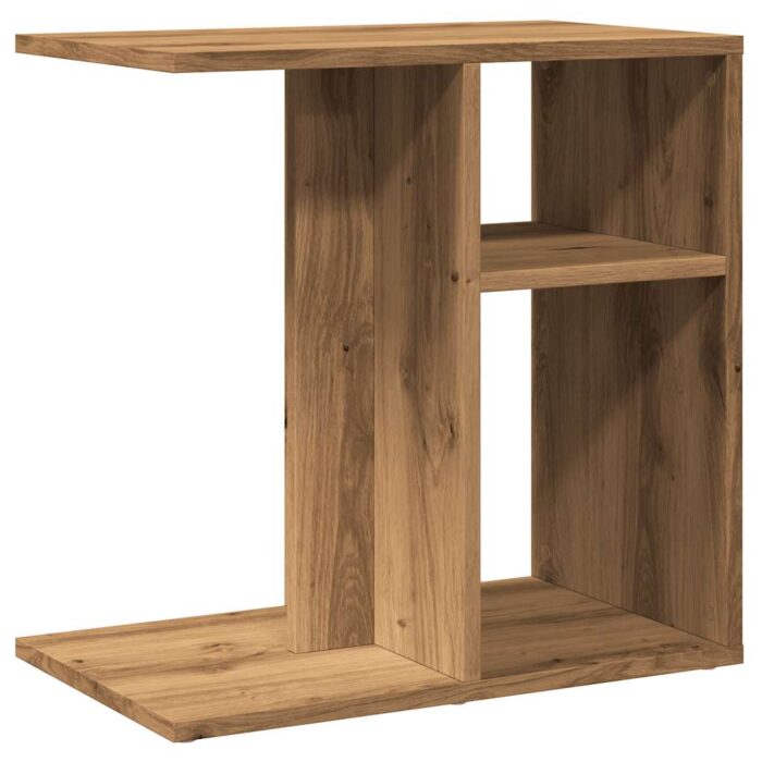 Table d'appoint chêne artisanal 50x30x50 cm bois d'ingénierie – Image 4