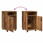 Armoire avec roues vieux bois 33x38x60 cm bois d'ingénierie – Image 8