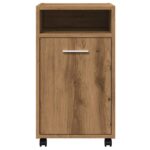 Armoire avec roues chêne artisanal 33x38x60cm bois d'ingénierie – Image 2