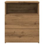 Table de chevet chêne artisanal 50x32x60 cm bois d'ingénierie – Image 3