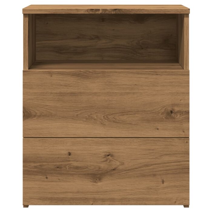 Table de chevet chêne artisanal 50x32x60 cm bois d'ingénierie – Image 3