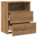Table de chevet chêne artisanal 50x32x60 cm bois d'ingénierie – Image 6