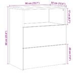 Table de chevet chêne artisanal 50x32x60 cm bois d'ingénierie – Image 9