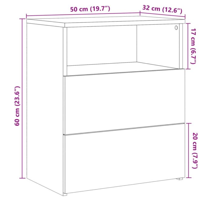 Table de chevet chêne artisanal 50x32x60 cm bois d'ingénierie – Image 9
