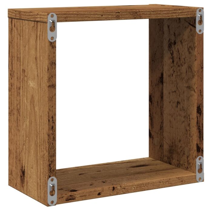 Étagères cube murales 4 pcs vieux bois 30x15x30 cm – Image 5
