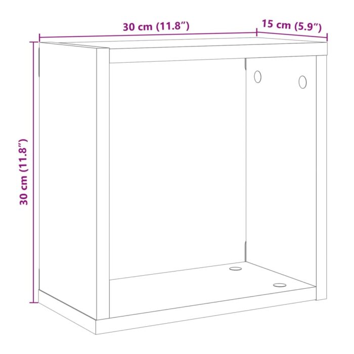Étagères cube murales 4 pcs vieux bois 30x15x30 cm – Image 8