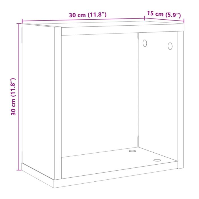 Étagères cube murales 6 pcs vieux bois 30x15x30 cm – Image 8