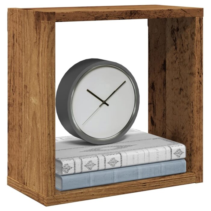 Étagères cube murales 6 pcs vieux bois 30x15x30 cm – Image 1