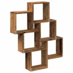 Étagère murale sous forme de cube vieux bois 78x15x93 cm – Image 4