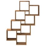 Étagère murale en forme de cube vieux bois 90x15x119,5 cm – Image 2