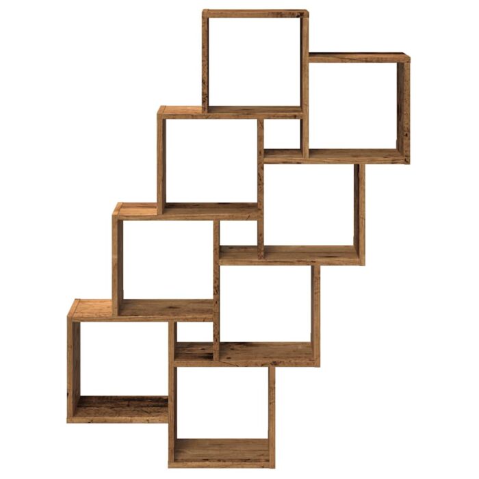Étagère murale en forme de cube vieux bois 90x15x119,5 cm – Image 2