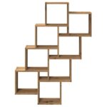 Étagère murale en forme de cube chêne artisanal 90x15x119,5 cm – Image 2