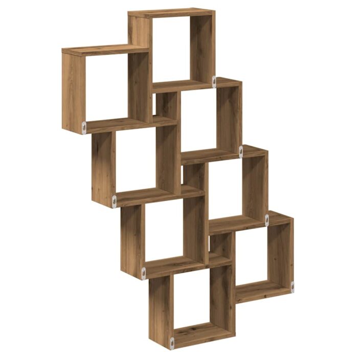 Étagère murale en forme de cube chêne artisanal 90x15x119,5 cm – Image 4