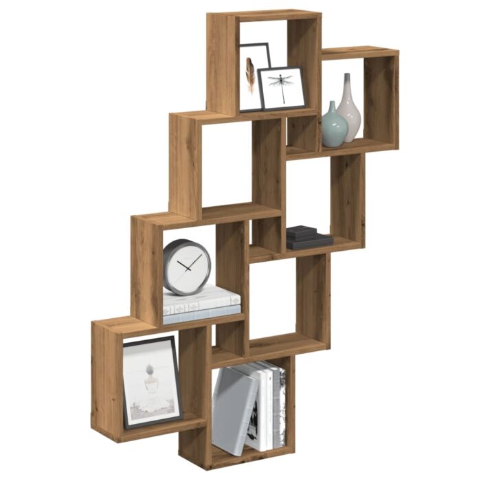 Étagère murale en forme de cube chêne artisanal 90x15x119,5 cm – Image 1