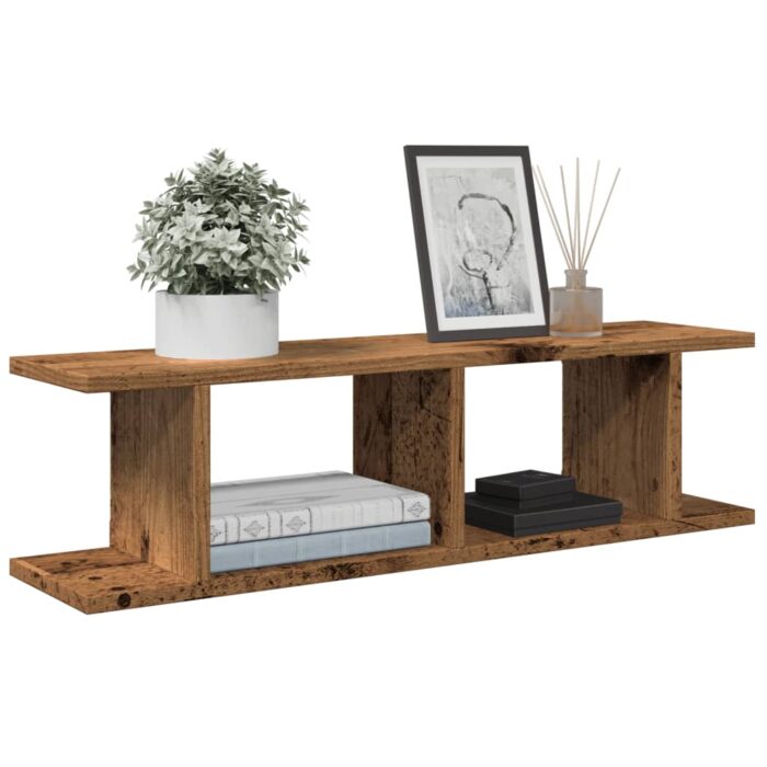 Étagères murales 2 pcs vieux bois 75x18x20 cm bois d'ingénierie – Image 1