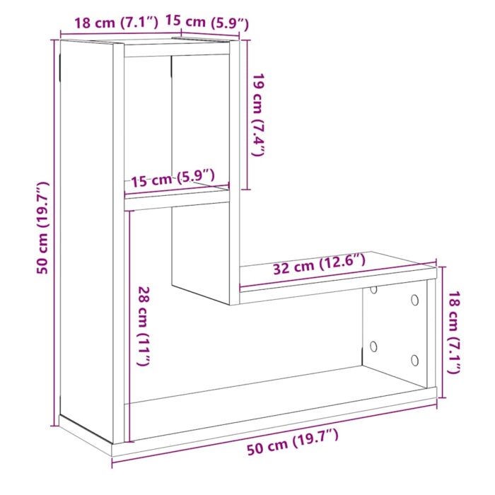 Étagères cube murales 2 pcs vieux bois 50x15x50 cm – Image 8