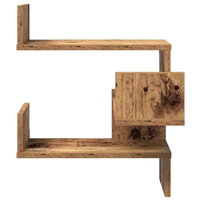 Étagère d'angle murale vieux bois 40x40x49,5 cm bois ingénierie – Image 3
