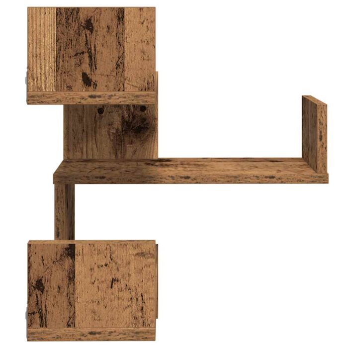 Étagère d'angle murale vieux bois 40x40x49,5 cm bois ingénierie – Image 4