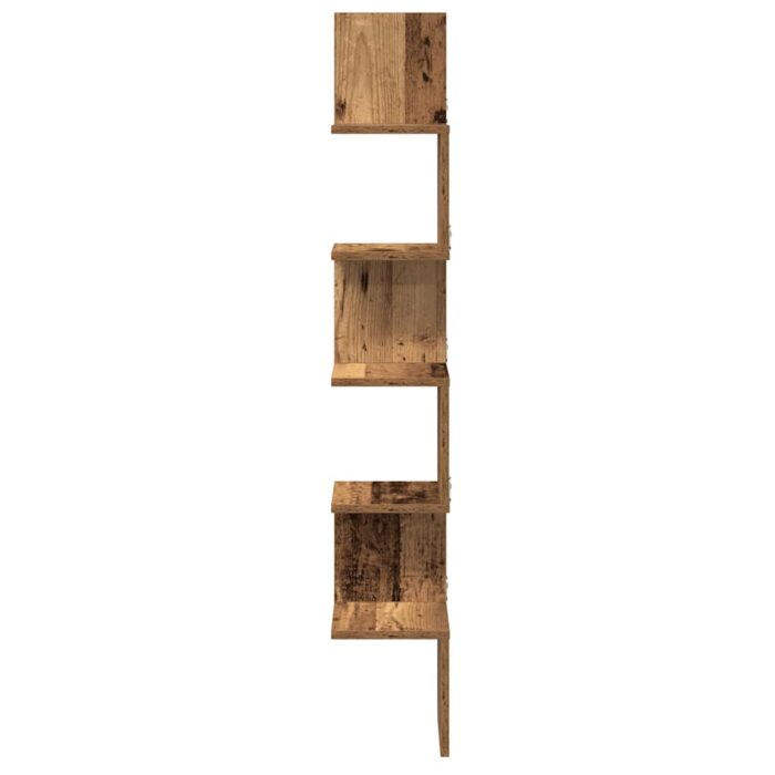 Étagère d'angle murale vieux bois 20x20x127,5 cm – Image 2