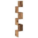Étagère d'angle murale vieux bois 20x20x127,5 cm – Image 4