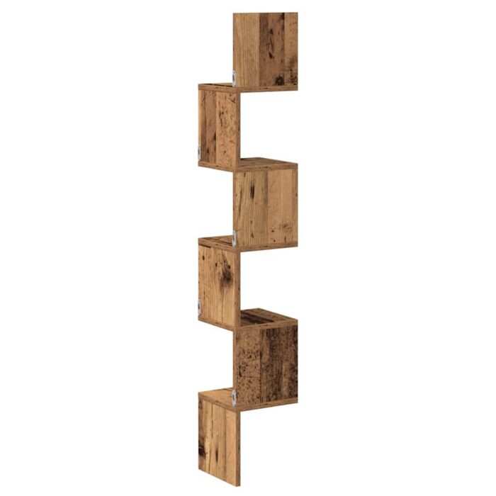 Étagère d'angle murale vieux bois 20x20x127,5 cm – Image 4