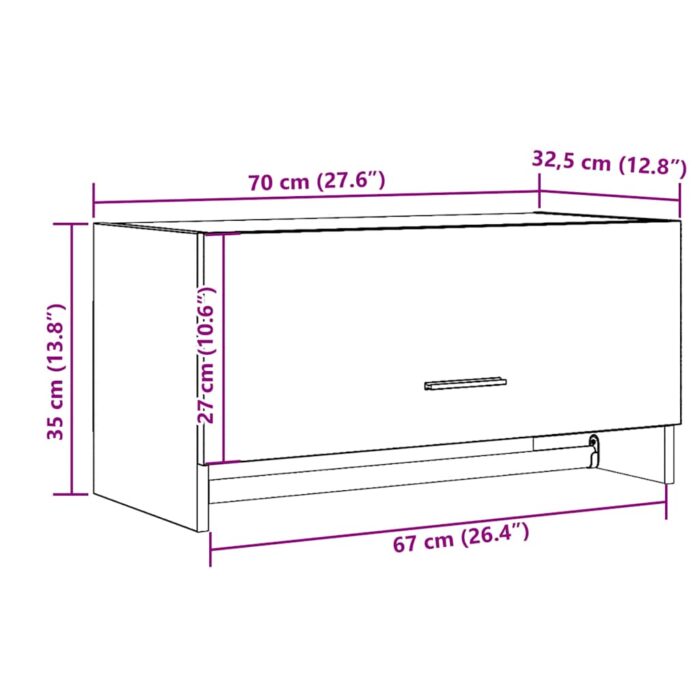 Armoire en chêne artisanal 70x32,5x35 cm bois d'ingénierie – Image 8