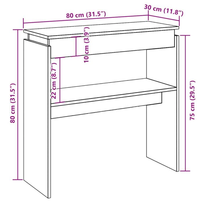 Table console chêne artisanal 80x30x80 cm bois d'ingénierie – Image 7