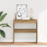 Table console chêne artisanal 80x30x80 cm bois d'ingénierie