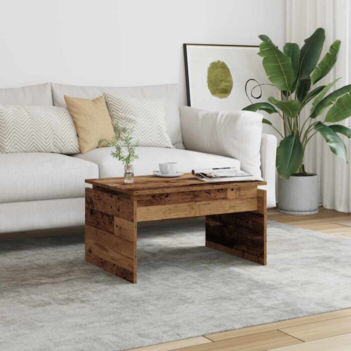 Table basse vieux bois 68x50x38 cm bois d'ingénierie – Image 1