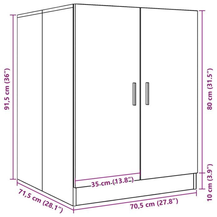 Meuble pour machine à laver Gris béton 70,5x71,5x91,5 cm – Image 8