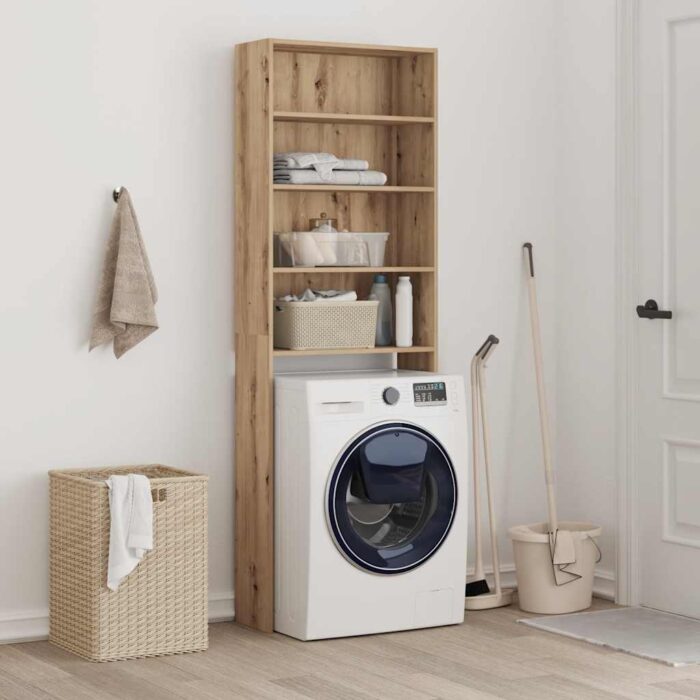 Meuble pour machine à laver chêne artisanal 64x24x190 cm – Image 2