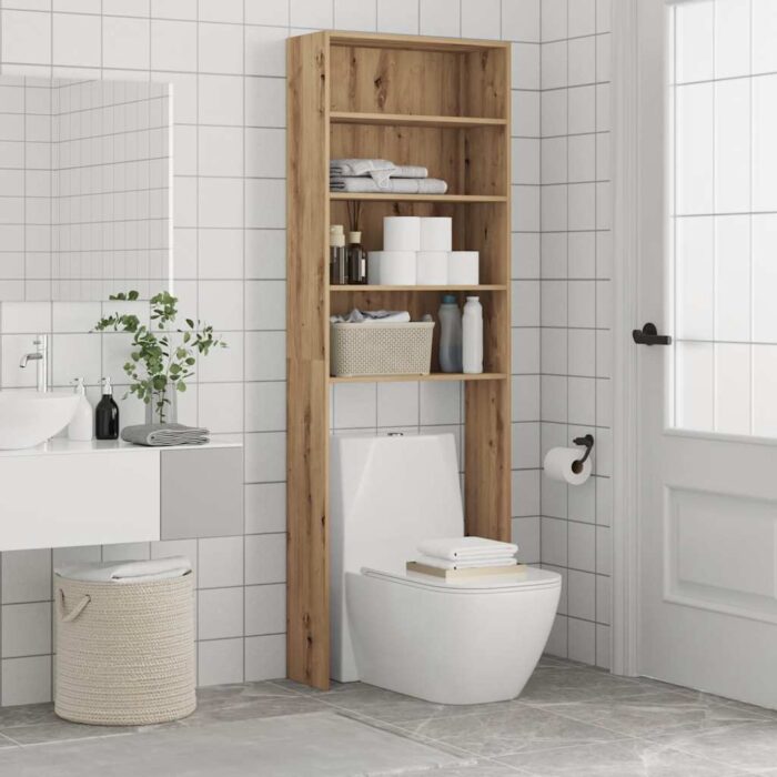 Meuble pour machine à laver chêne artisanal 64x24x190 cm – Image 3