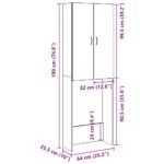Meuble pour machine à laver chêne artisanal 64x25,5x190 cm – Image 10