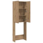 Meuble pour machine à laver chêne artisanal 64x25,5x190 cm – Image 5