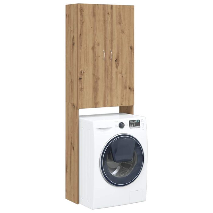 Meuble pour machine à laver chêne artisanal 64x25,5x190 cm – Image 1
