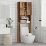 Meuble pour machine à laver vieux bois 64x25,5x190 cm – Image 3