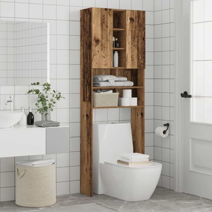 Meuble pour machine à laver vieux bois 64x25,5x190 cm – Image 3