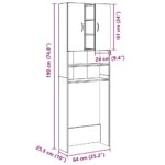 Meuble pour machine à laver chêne artisanal 64x25,5x190 cm – Image 10