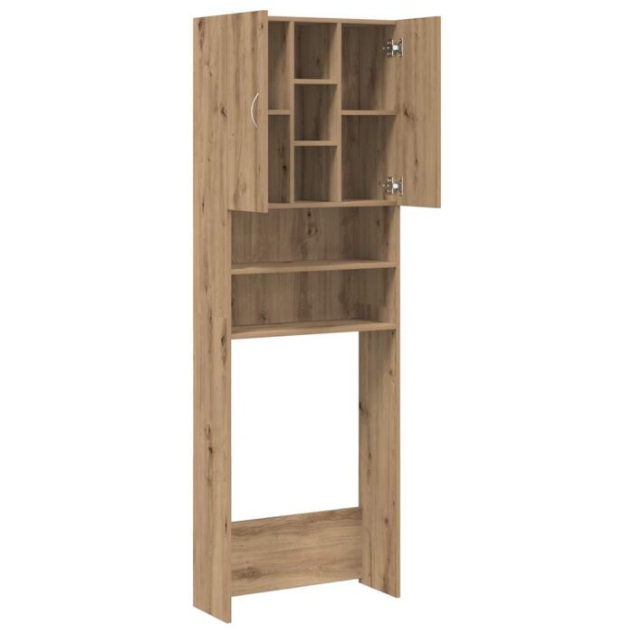 Meuble pour machine à laver chêne artisanal 64x25,5x190 cm – Image 5