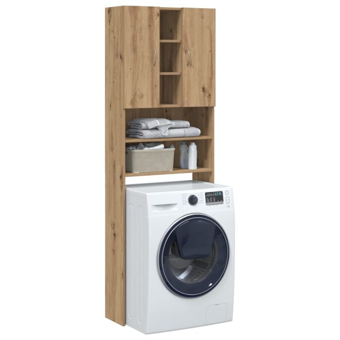 Meuble pour machine à laver chêne artisanal 64x25,5x190 cm – Image 1