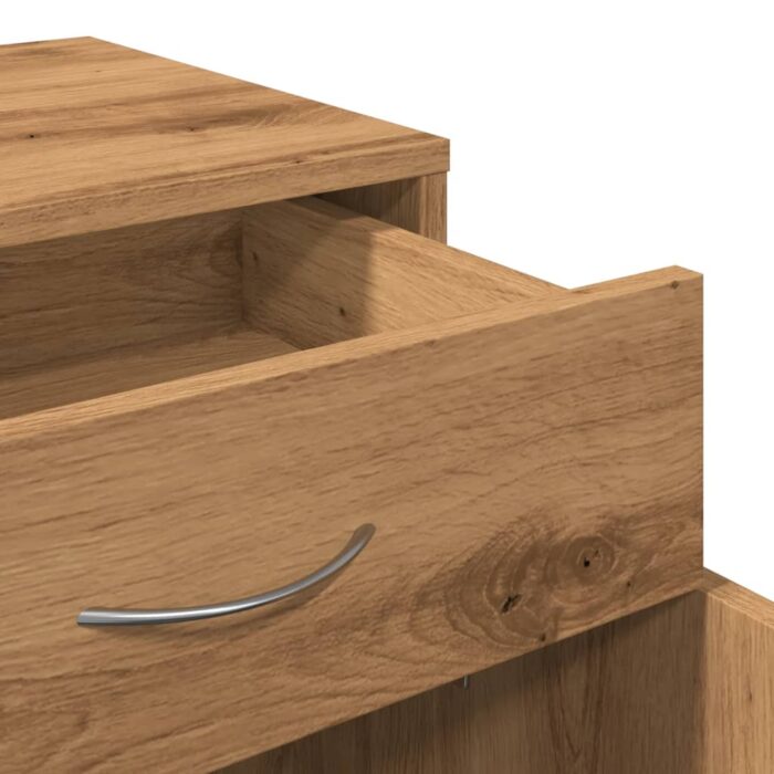 Armoire roulante chêne artisanal 45x38x54 cm bois d'ingénierie – Image 7
