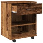 Armoire à roulettes vieux bois 46x36x59 cm bois d'ingénierie – Image 6