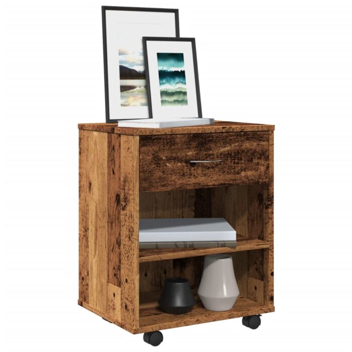 Armoire à roulettes vieux bois 46x36x59 cm bois d'ingénierie – Image 1